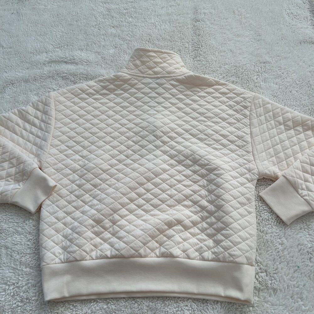 DSG Women's Cream Quilted 1/2 Zip Pullover Sz M Classic Athleisure Sporty Casual - Picture 3 of 7